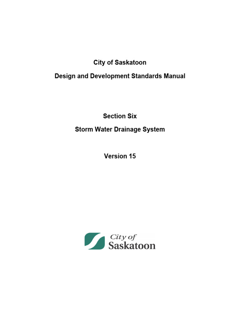 Saskatoon Storm Water Drainage Standards | PDF | Storm Drain | Stormwater
