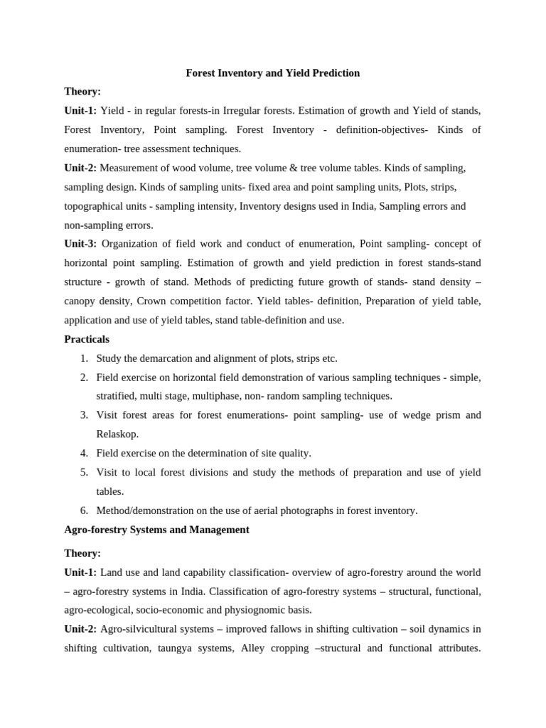 Forest Inventory and Yield Techniques | PDF | Sampling (Statistics ...