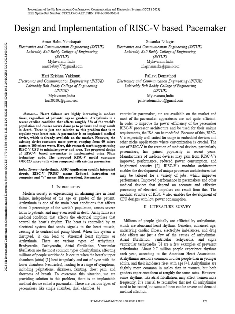 RISC-V Pacemaker Design for Efficiency | PDF | Integrated Circuit ...