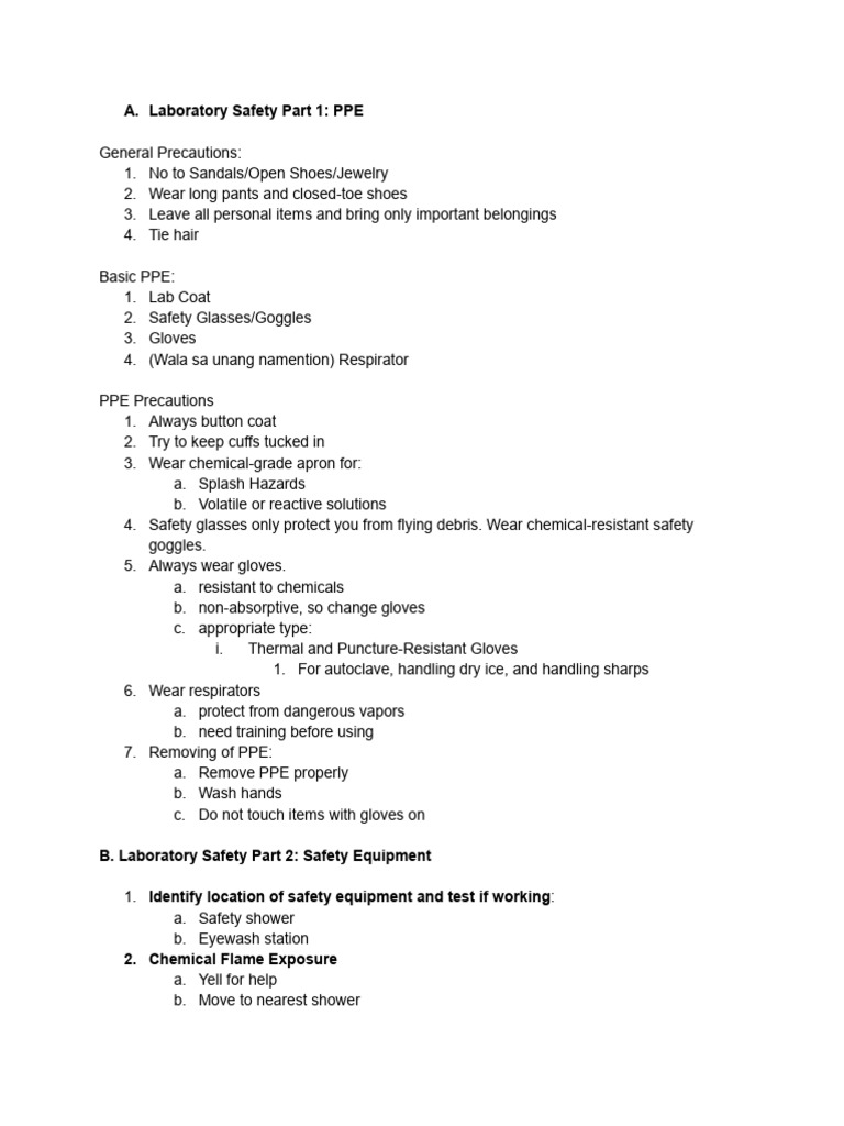 Laboratory Safety: PPE & Equipment Guide | PDF | Personal Protective ...