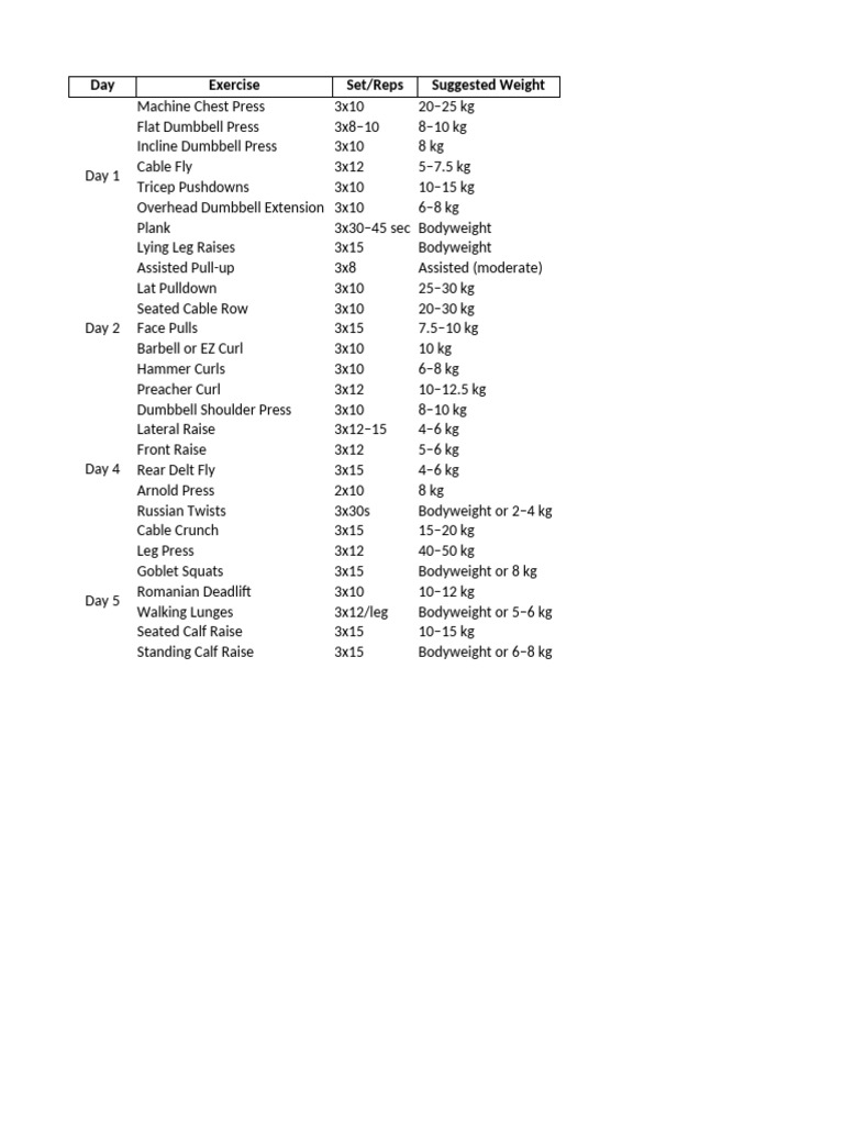 Lean Bulk Gym Plan With Weights | PDF