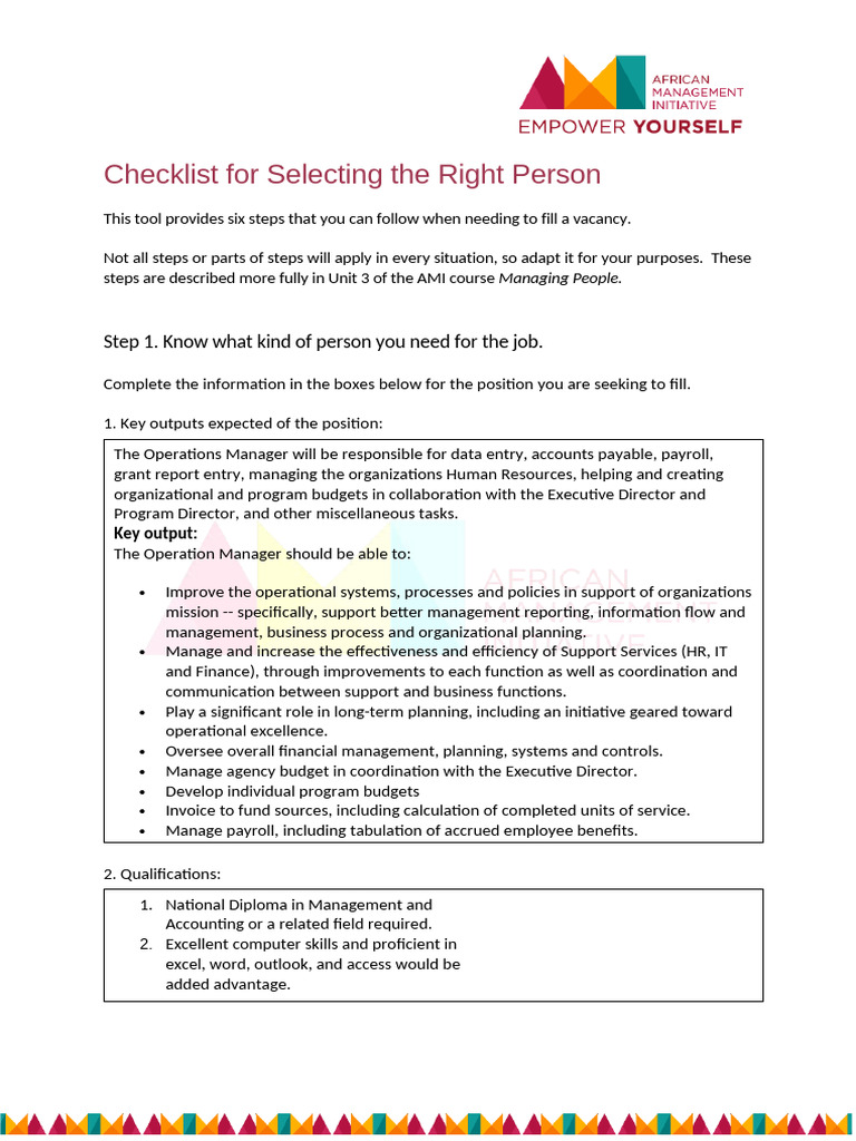 Selecting the Right Candidate Checklist | PDF | Human Resources | Business