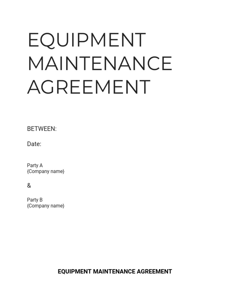 Equipment Maintenance Agreement Template | PDF | Breach Of Contract | Taxes
