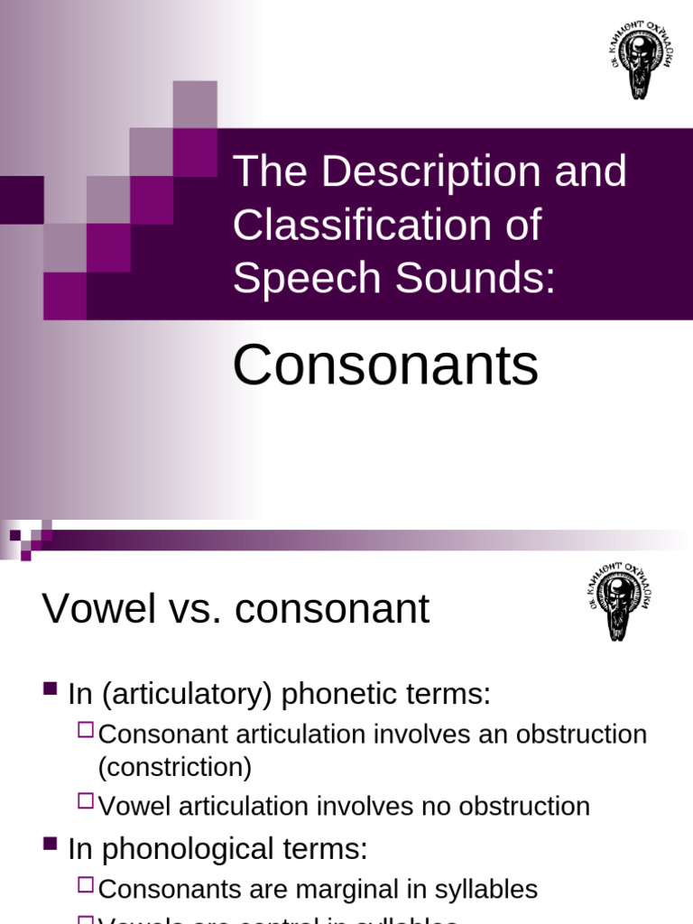 3 Description and Classification of Speech Sounds - Consonants | PDF ...