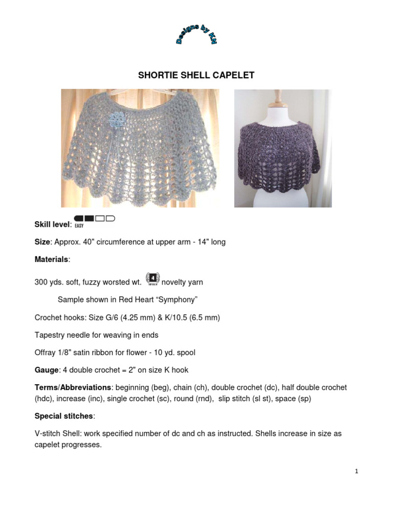 Crochet Shortie Shell Capelet Pattern | PDF | Crochet | Figured Fabrics