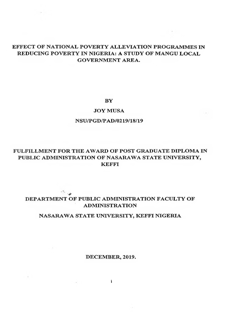 Impact of Poverty Alleviation in Nigeria | PDF | Poverty | Poverty ...