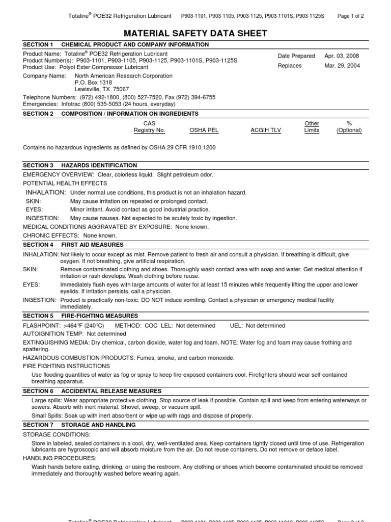 POE32 Totaline MSDS PDF Polyvinyl Chloride Toxicity