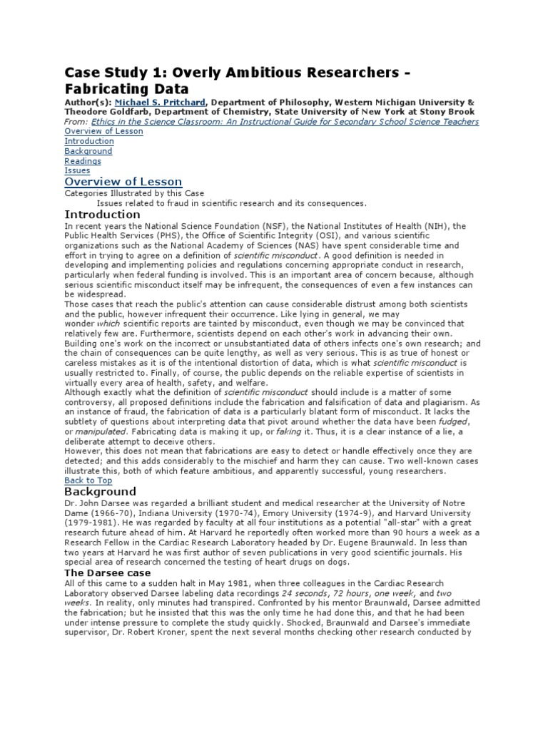Case Study: Scientific Data Fabrication | PDF | Science | Science And ...