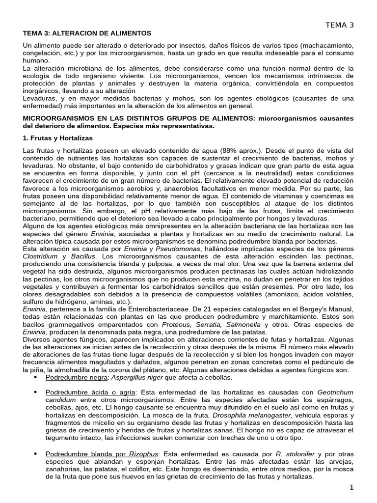 Alteración Microbiana de Alimentos | PDF | Carne | Alimentos