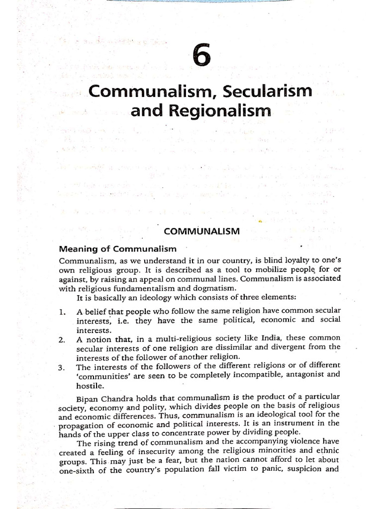 6 - Communalism, Secularism and Regionalism | PDF