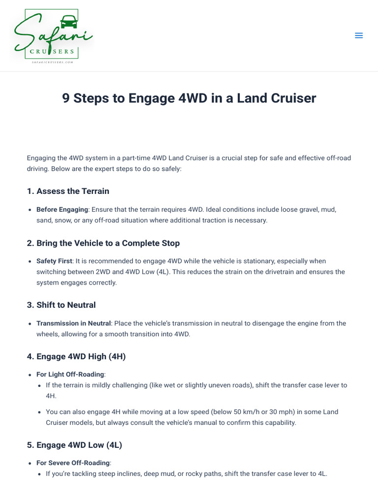 Engaging 4WD in Land Cruisers | PDF | Four Wheel Drive | Off Roading