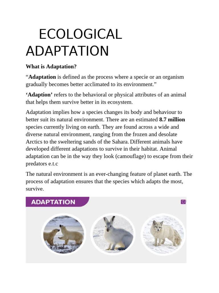 Understanding Ecological Adaptation | PDF | Plants | Adaptation