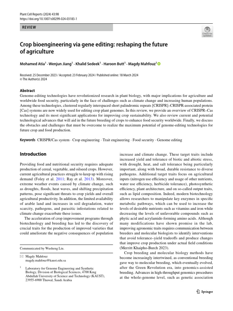Gene Editing in Crop Bioengineering | PDF | Crispr | Plant Breeding