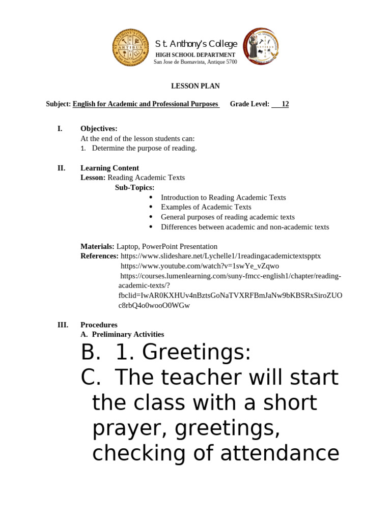 Grade 12 Academic Texts Lesson Plan | PDF | Lesson Plan | Human ...