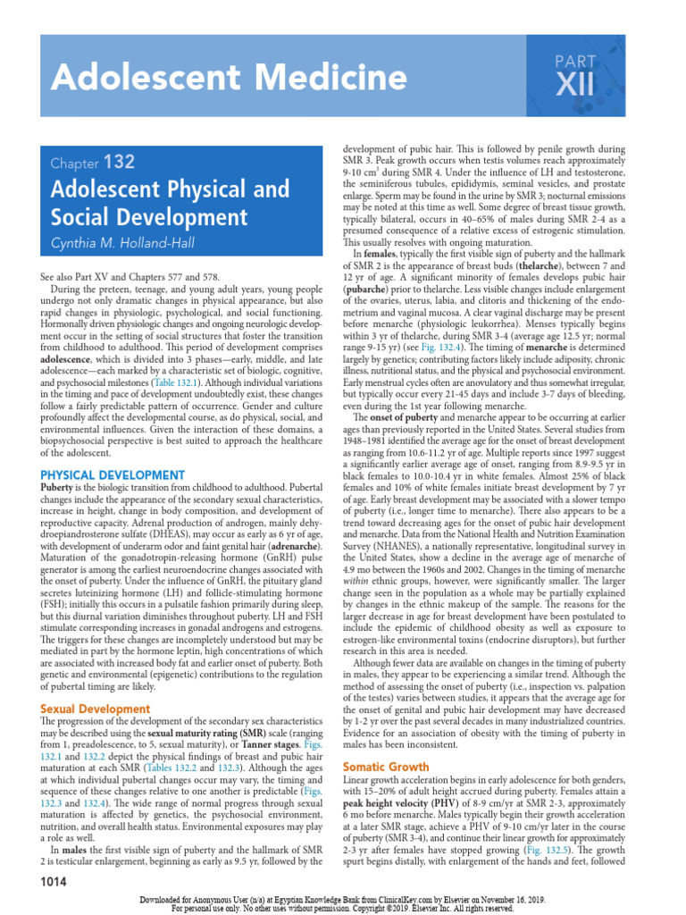 Adolescent Physical and Social Development | PDF | Puberty | Adolescence