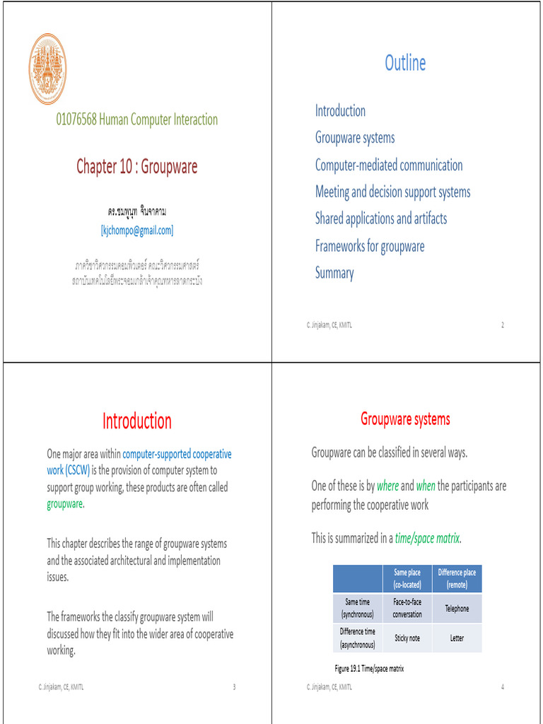 HCI Chapter 10 Groupware | PDF | Text Messaging | Computer Mediated ...