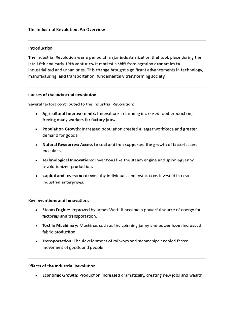 Overview of the Industrial Revolution | PDF