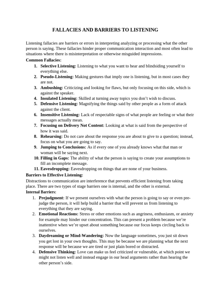 Barriers to Effective Listening | PDF | Sound | Attention