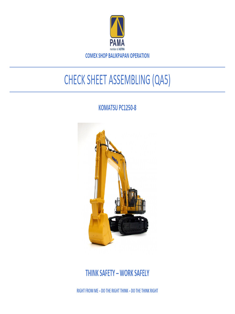 Check Sheet Assembling (Qa5) : Comex Shop Balikpapan Operation | PDF