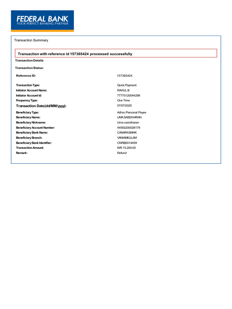Single Entry Payment Summary | PDF