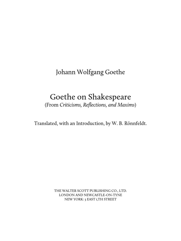 Goethe's Insights on Shakespeare | PDF | Johann Wolfgang Von Goethe ...