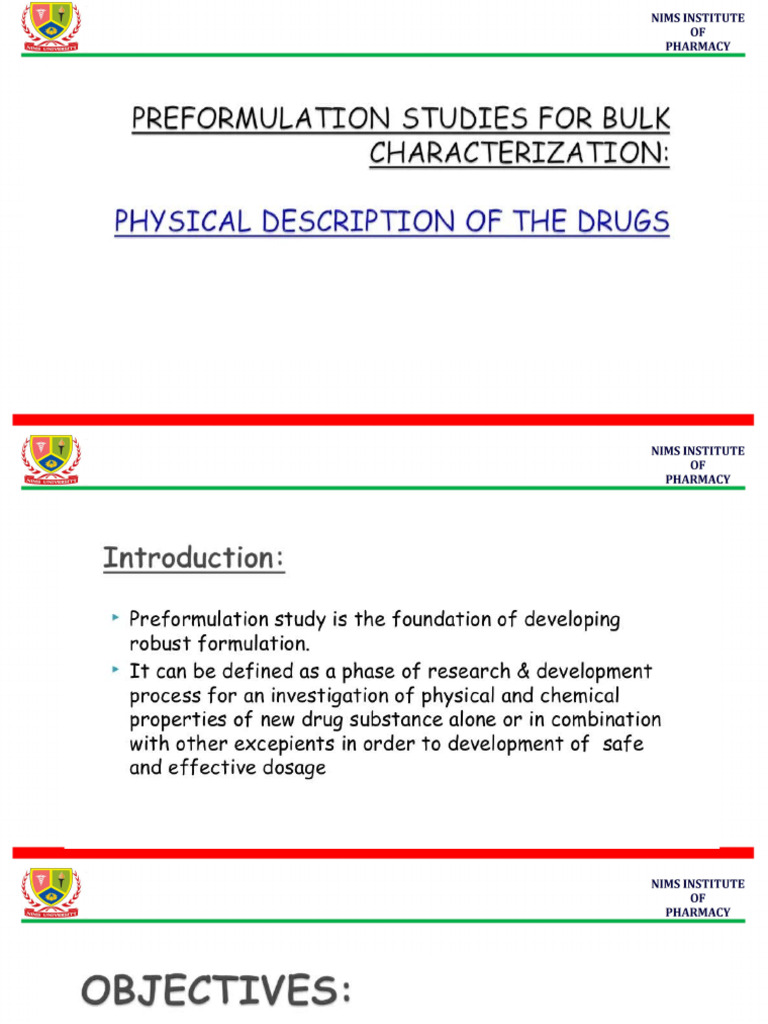 Preformulation Studies Bulk Character 5th Sem. | PDF