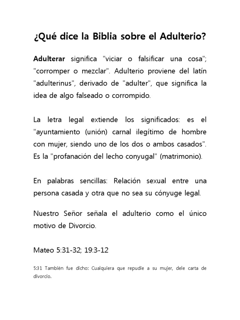 Qué Dice La Biblia Sobre El Adulterio | PDF | Perdón | Infidelidad