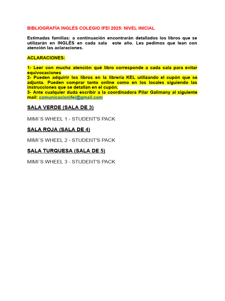 Libros de Inglés IFEI 2025 Nivel Inicial | PDF