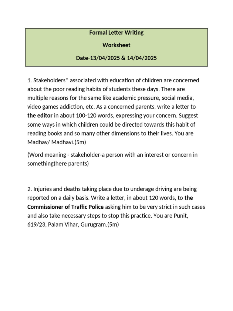 Formal Letter Writing Guide | PDF