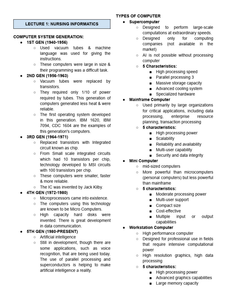 Nursing Informatics: Computer Systems Overview | PDF | Graphics ...