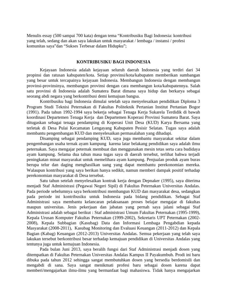Kontribusi dan Kesuksesan Hidupku | PDF