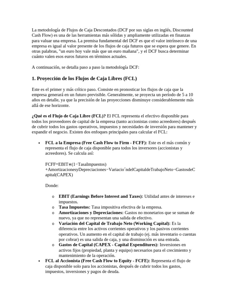 Metodología DCF para Valuación Empresarial | PDF | Flujo de caja ...