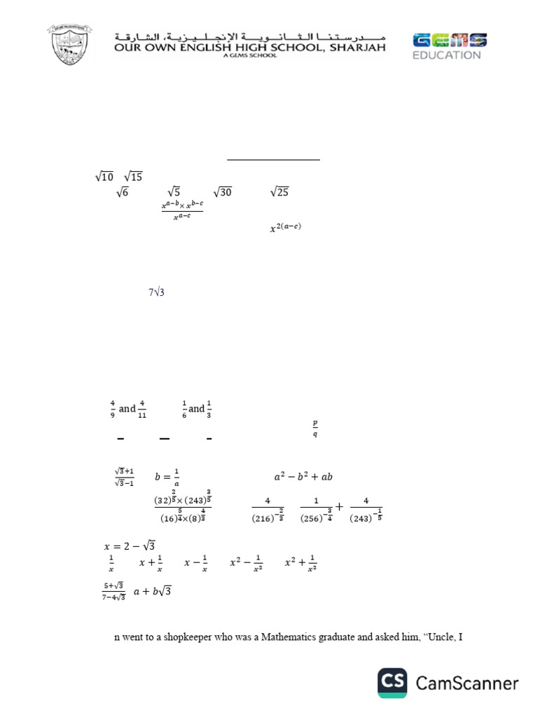 Grade9 OOS Math Revision Worksheet 2024-1 | PDF | Line (Geometry ...