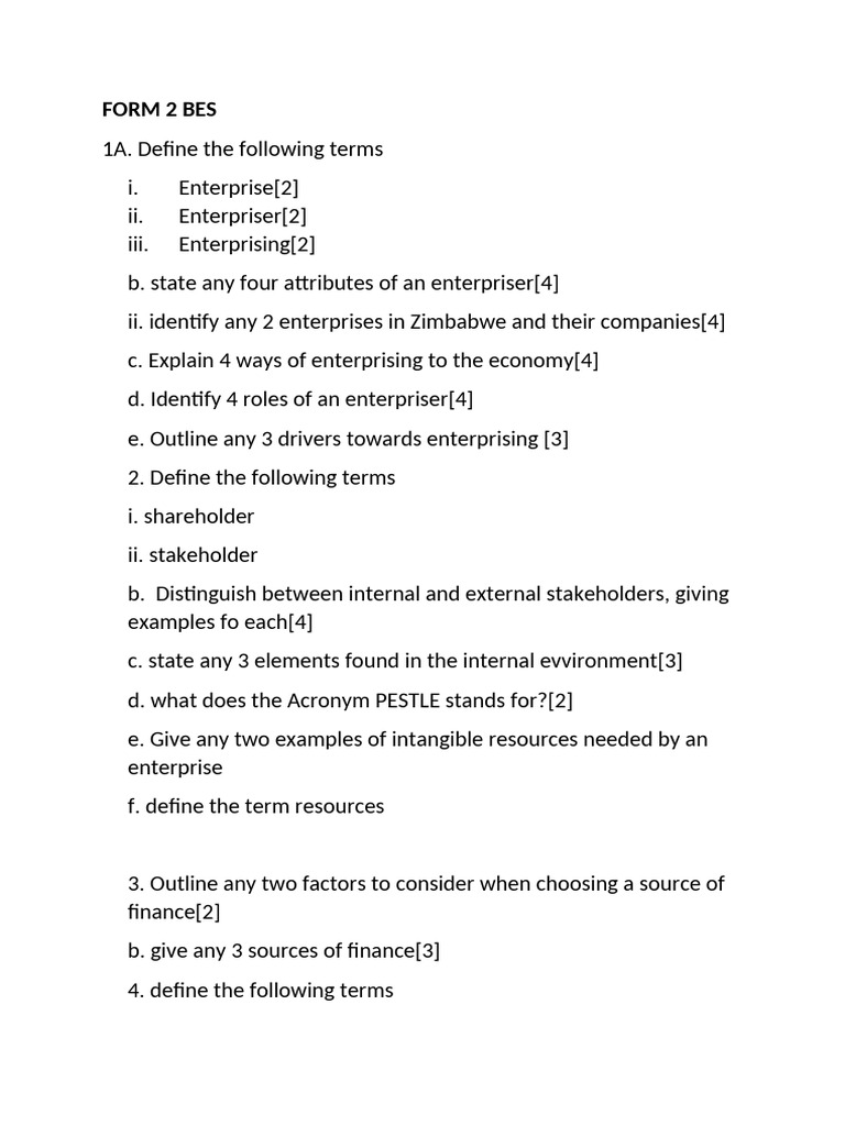 BES Past Exam Paper Review | PDF