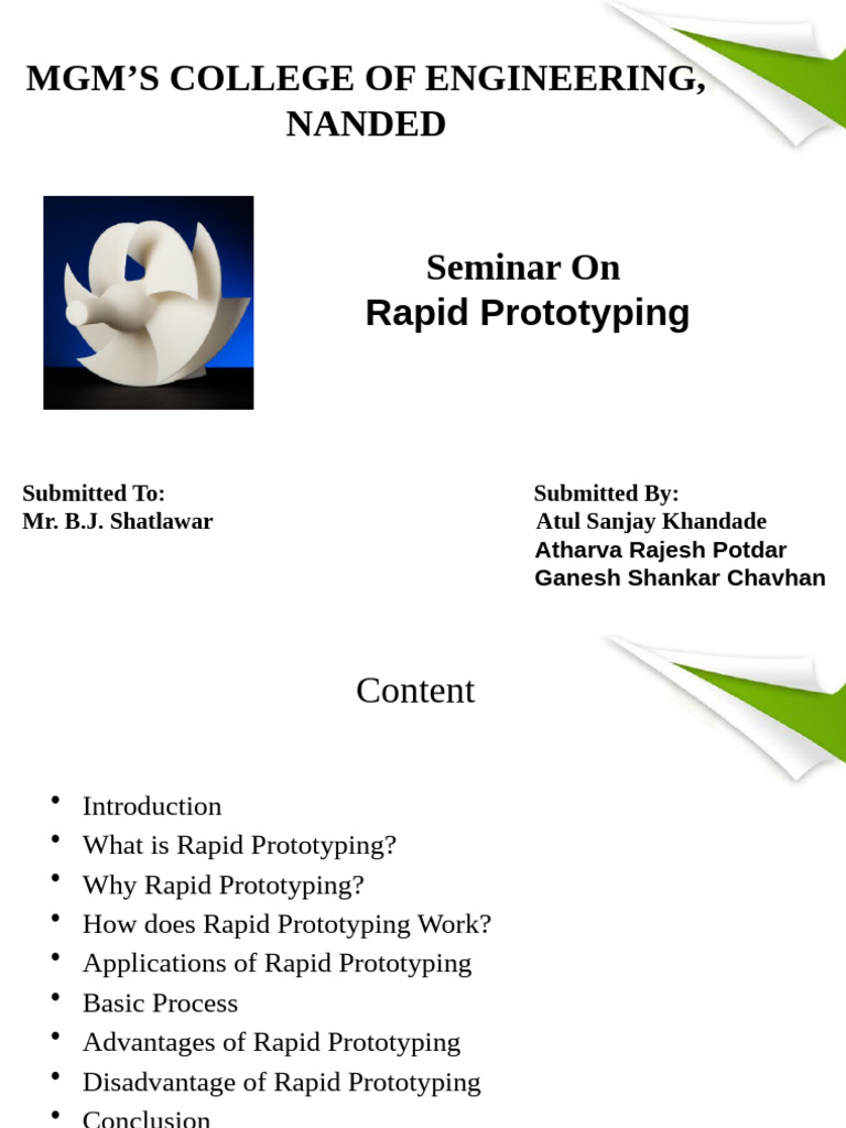 Advantages and Disadvantages of Rapid Prototyping | PDF | Prototype | 3 ...