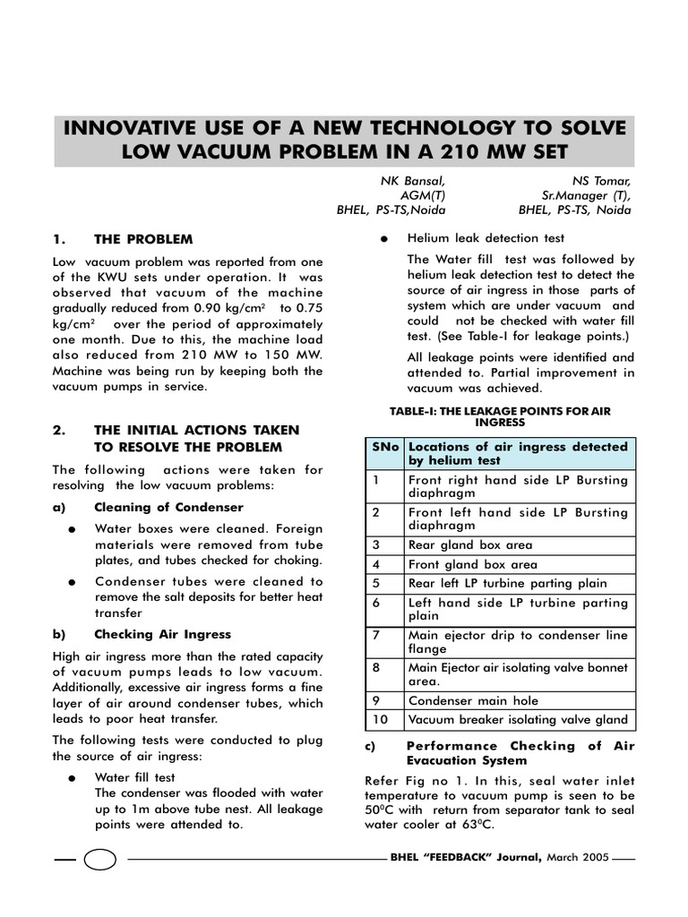 Innovative Vacuum Issue Resolution Techniques | PDF | Vacuum | Pump