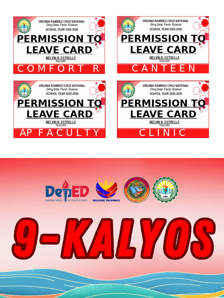 Permission to Leave Card Template | PDF