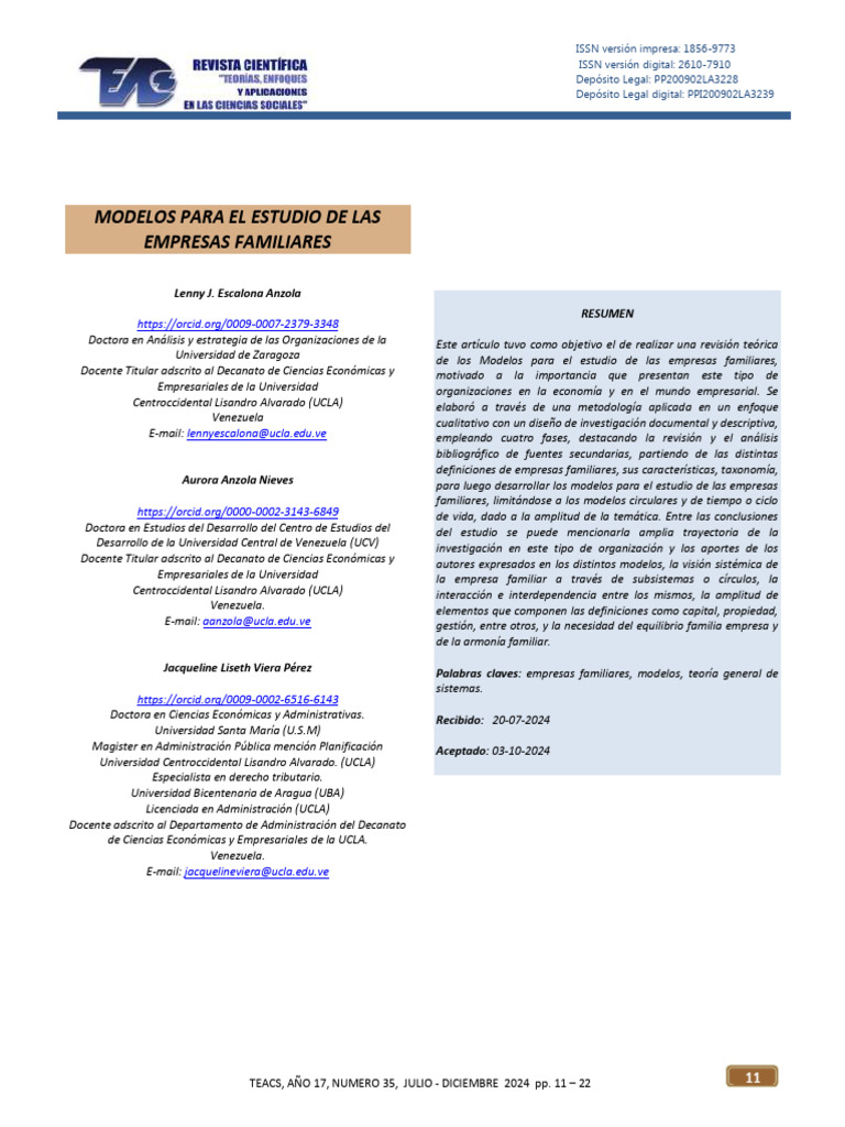 Sistema Familiar y Continuidad de Las Empresas Familiares | PDF ...