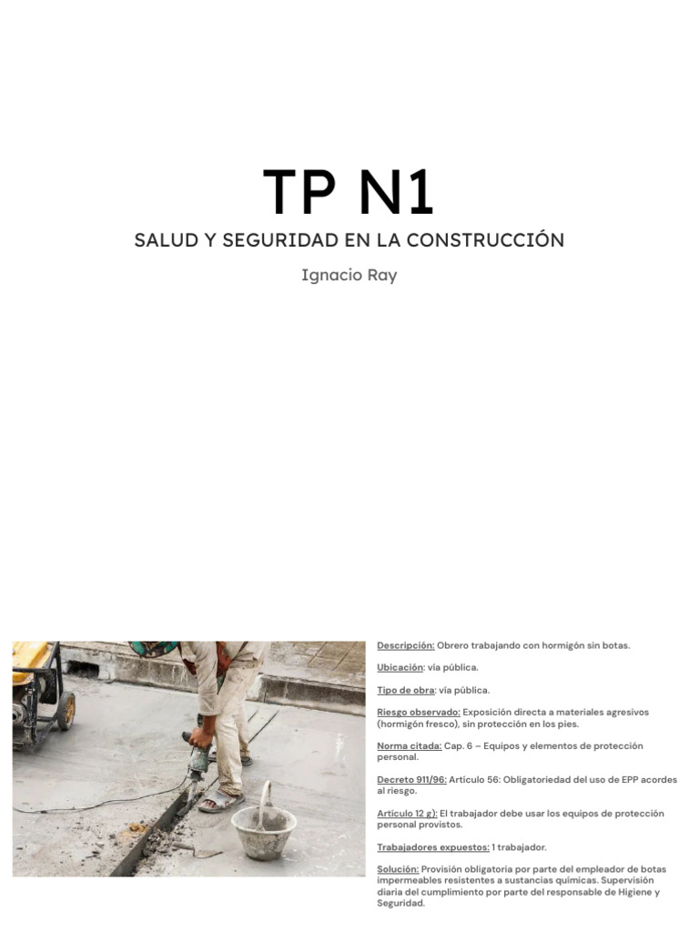 TP N1 Seguridad y Salud | PDF | Hormigón