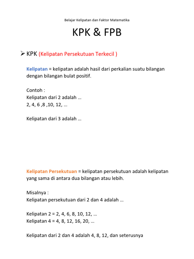 Materi KPK dan FPB Matematika | PDF