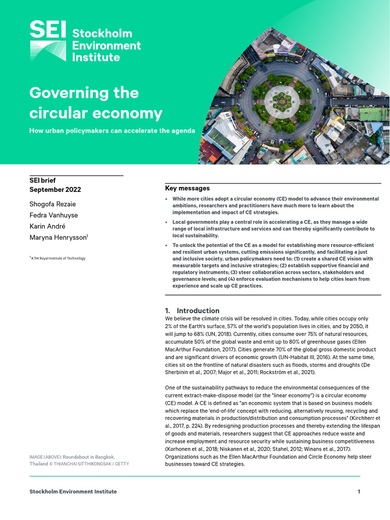 Governing Circular Economy in Cities | PDF | Economies