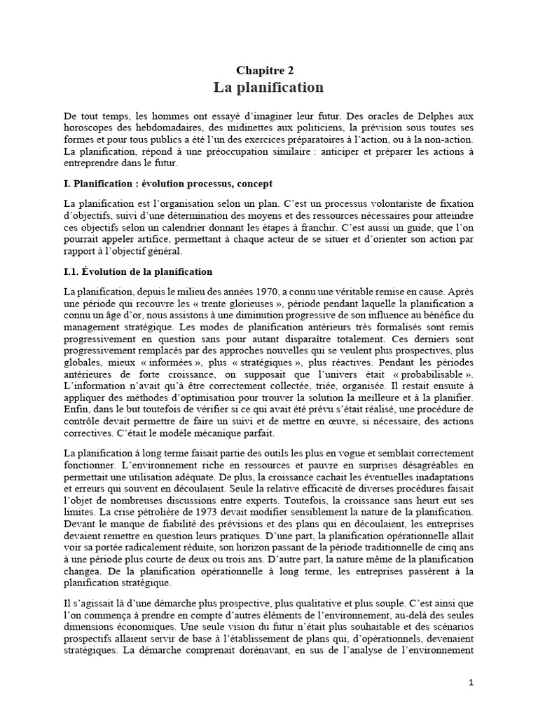 Définition et évolution de la planification | PDF | Planification ...