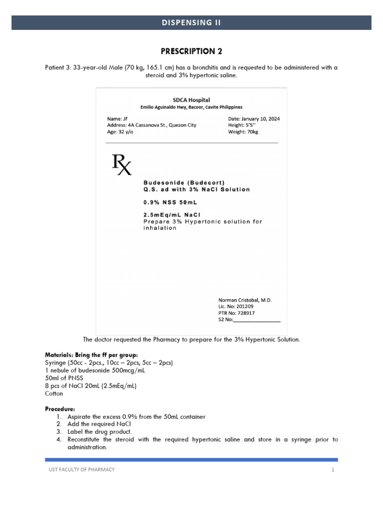 Preparing 3% Hypertonic Saline Solution | PDF | Prescription Drugs ...