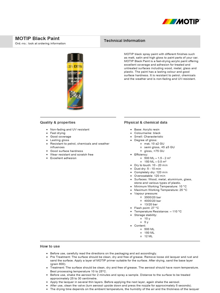MOTIP Black Spray Paint Overview | PDF | Paint | Glasses