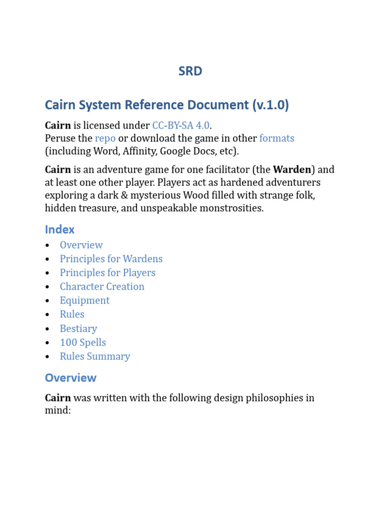 Cairn SRD Word | PDF