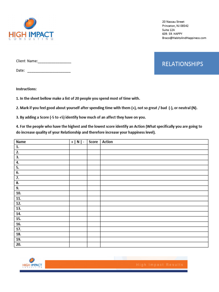 Relationships: Client Name: - Date | PDF