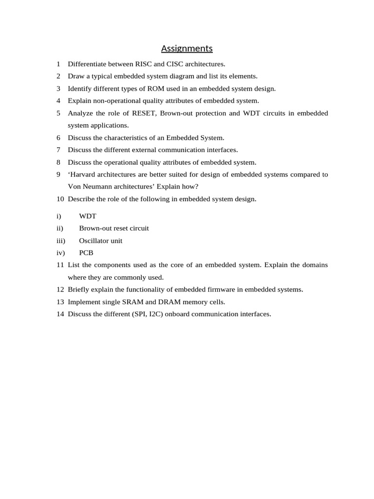 Embedded System Design Assignments Guide | PDF