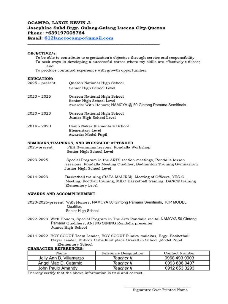 Sample Resume Template - Docx Google Docs | PDF