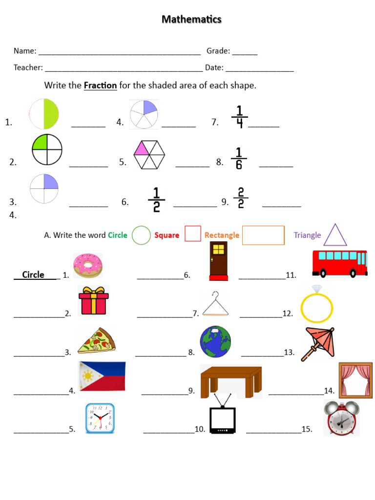 Fraction and Math Worksheet | PDF