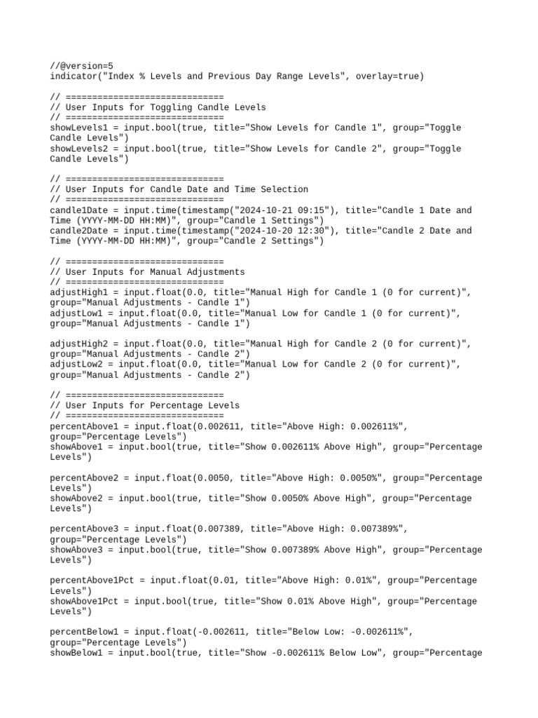 Candle Level Indicator Script | PDF | Computer Programming | Software ...